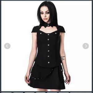 NWT Killstar Special Forces Military Goth Top with Collar and Cap Sleeve